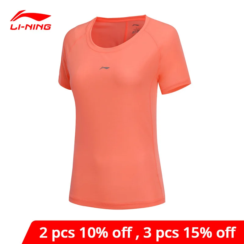 Женские футболки для бега Li-ning 100% полиэстер дышащая подкладка удобная спортивная