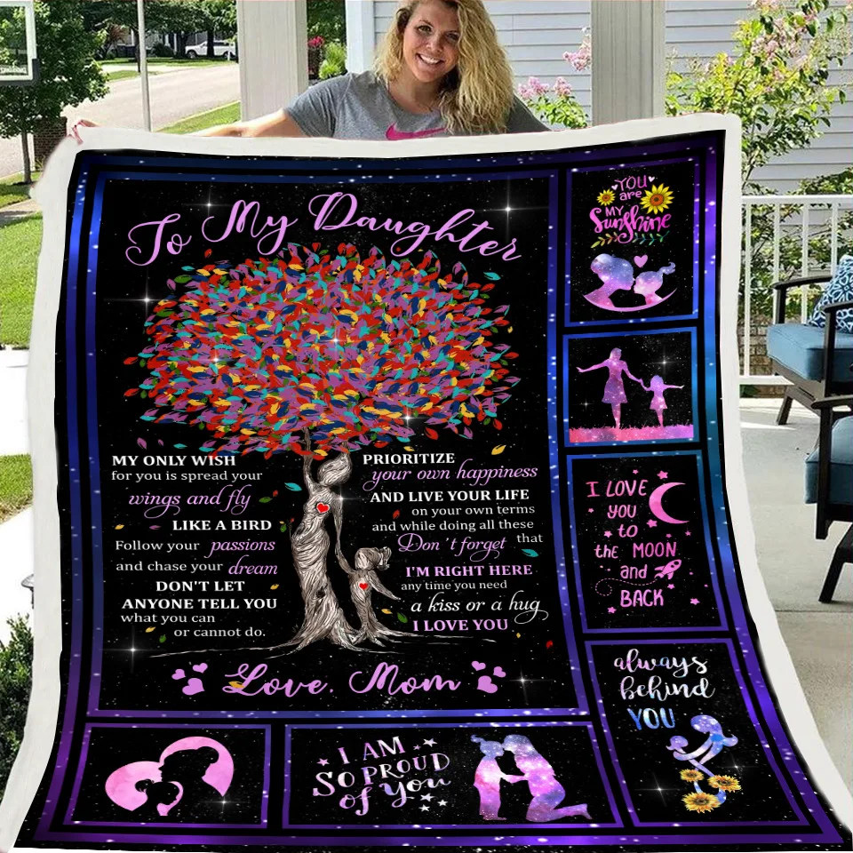 

Letter for wife daughter throw blanket Christmas gift Bedspread Sherpa blanket for bed sofa cover bedding drop shipping