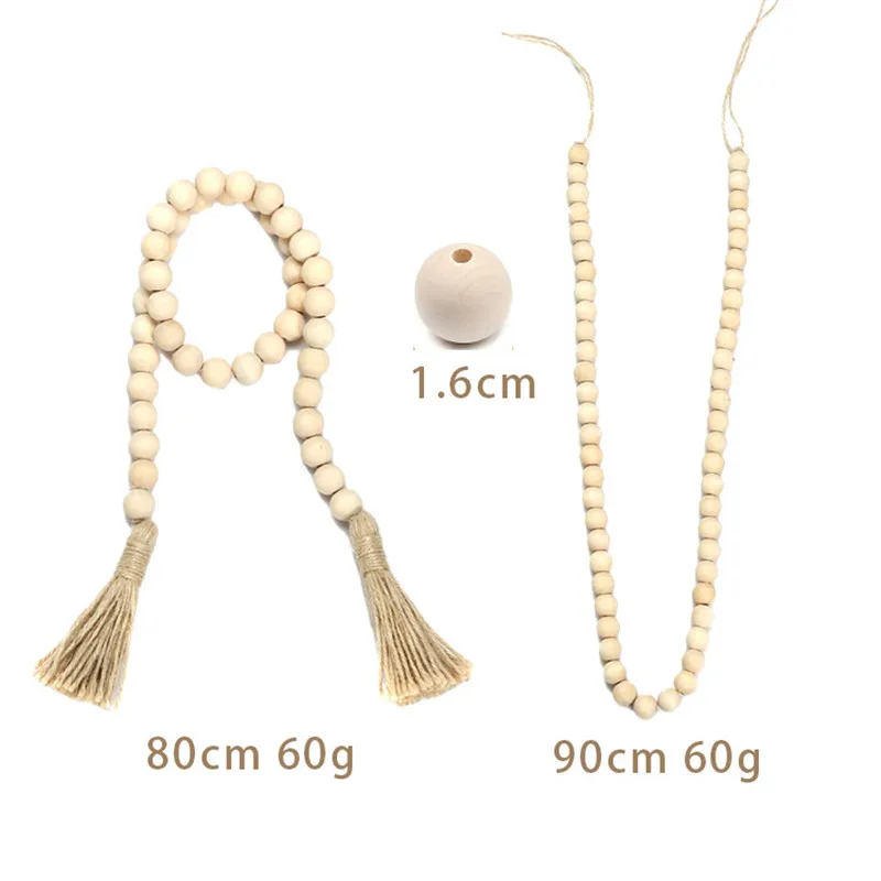Accesorios de fondo para fotograf&iacute;a de reci&eacute;n nacido, accesorios de fotograf&iacute;a hechos a mano, cuerda de yute + guirnalda de borlas de cuentas de madera-3