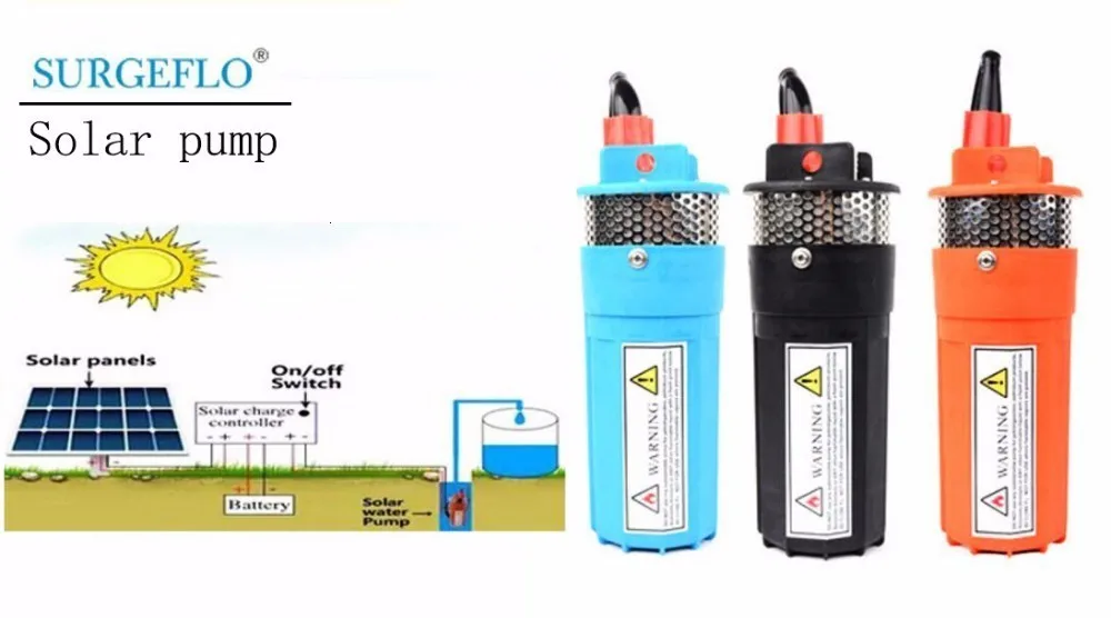 Солнечная энергия водяной насос Dc12v/24 В 360lph 70 м лифт, погружной открытый сад глубокая скважина Автомойка Трюмный Очистка