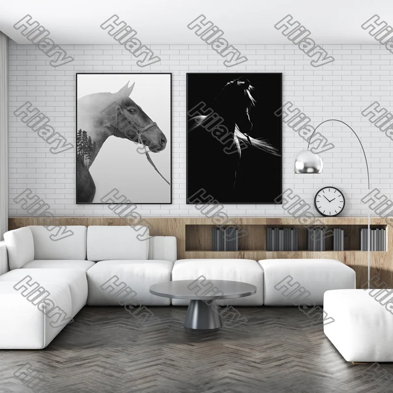 

Poster Animal Horse Black White Canvas Painting and Prints Wall Art Pictures Decoration for Living Room 3Pcs Frameless Style