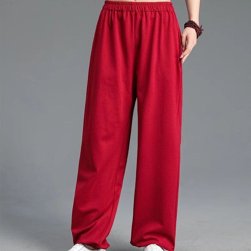 Брюки Tai Chi для мужчин и женщин весна-осень лето эластичные шелковые шаровары