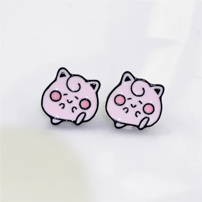 Покрытие антикварным серебром IVYYE Bulbasaur Jigglypuff модная аниме Сережка с героями мультфильмов милые серьги-гвоздики с животными для женщин девочек детские украшения Рождественский подарок - Окраска металла: Покрытие антикварным серебром