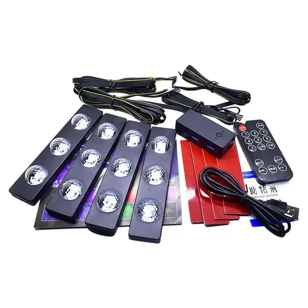

Car Interior Atmosphere Light Strip Auto LED RGB Interior Atmosphere Strip Light Decorative Foot Lamp Voice Control Colors Star