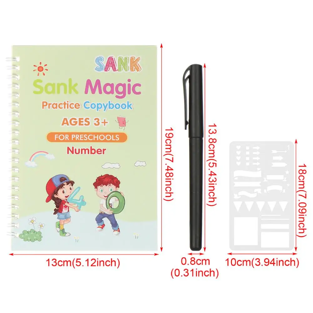 

English Children's Writing Stickers Kids Groove Copybook Number Painting Practice Calligraphy Word Preschool Educational Writing