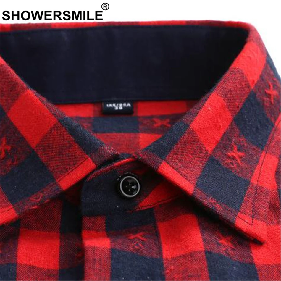 SHOWERSMILE, фиолетовая Мужская рубашка с длинным рукавом, клетчатая фланелевая рубашка, Мужская облегающая черная белая клетчатая рубашка, осенняя зимняя одежда