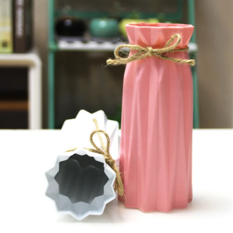 Пластиковая ваза оригами с веревкой белый керамический цветочный горшок