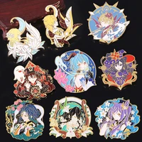 new anime genshin impact brooches jujutsu kaisen figure enamel metal badge lapel pins sk8 big collection souvenir cosplay gift