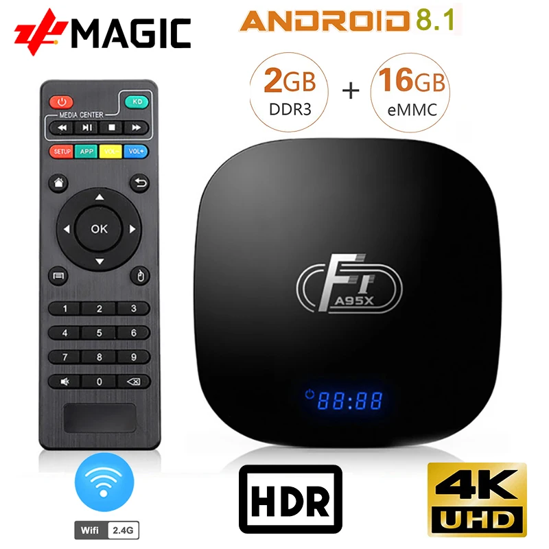 ТВ приставка A95X F1 на Android 8 1 дюйма Amlogic S905W 4 ядра 2 + 16 ГБ eMMC 4G 4K Wi Fi|ТВ-приставки и