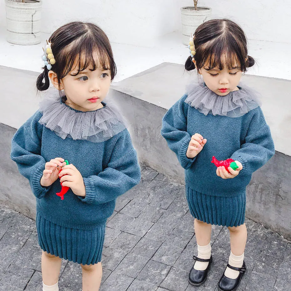 Одежда для девочек трикотажное платье-майка и свитер комплект из 2 предметов