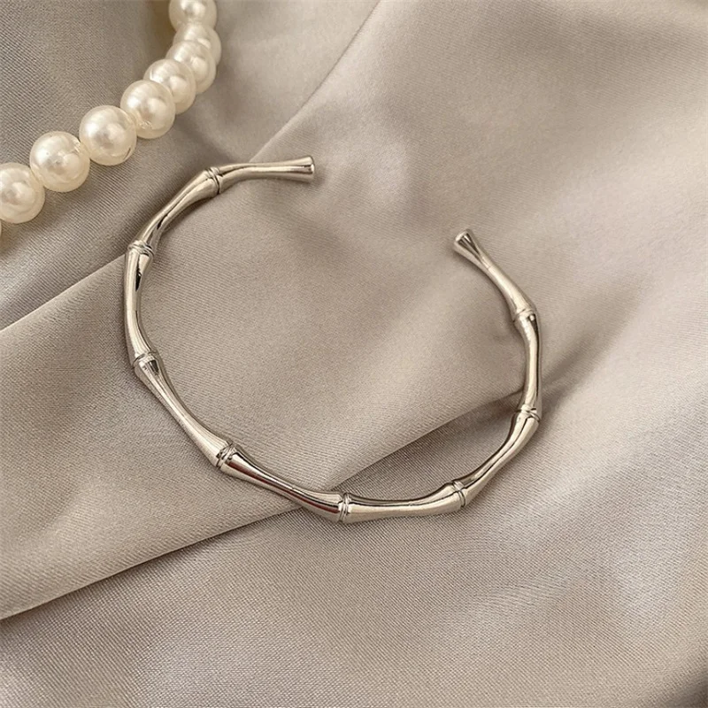 

Pulsera de tamaño ajustable con forma de bambú para mujer, joyería Coreana de lujo, pulsera Retro inusuales para chica, nuevo