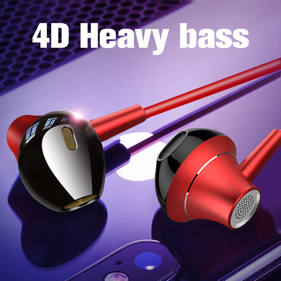 Hybrid Pro HD наушники-вкладыши плетеные Проводные 4D тяжелый бас Металлический
