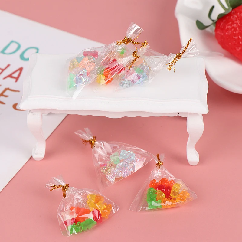 

12Pcs Dollhouse Miniature Bear Candy Food Dessert Sugar Candy Kitchen Toy Mini Lollipop With Box Rack Candy Doll House