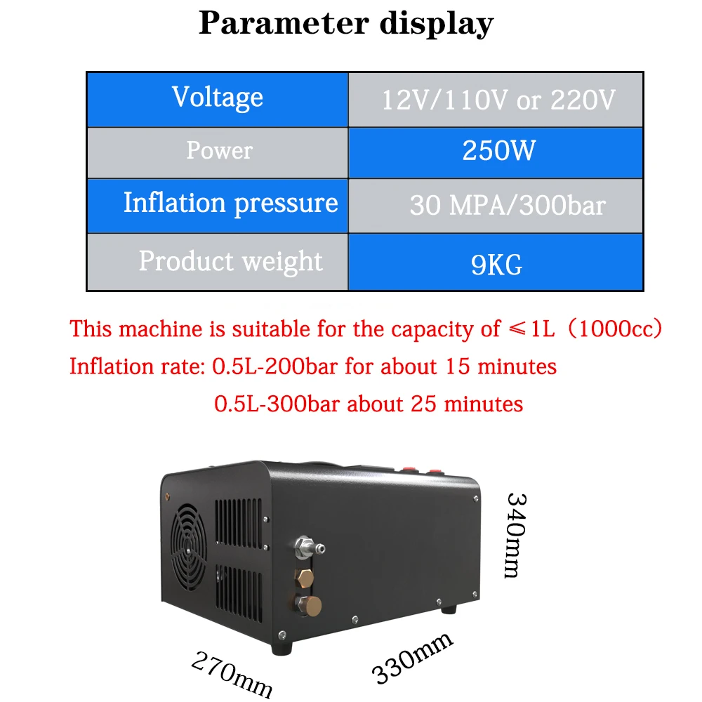 Профессиональный воздушный компрессор высокого давления PCP 4500 фунт/кв. Дюйм 0-30