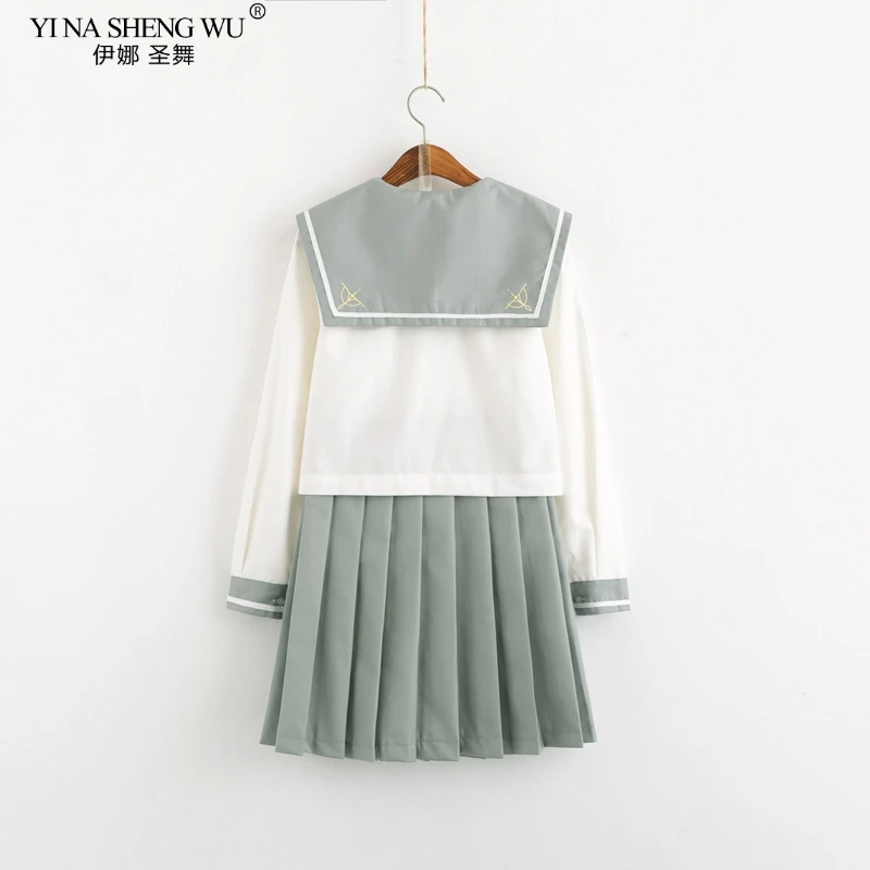 Японская школьная форма JK Топ с длинным рукавом плиссированная юбка аниме