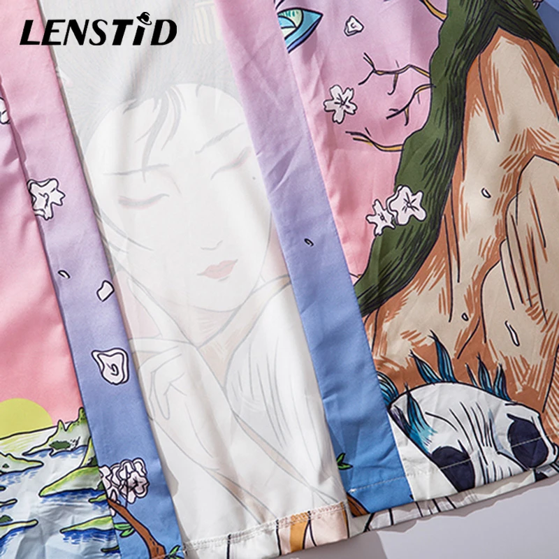 Японская укиё-э куртка LENSTID С Рисунком бабочки гейши Мужская Уличная одежда в