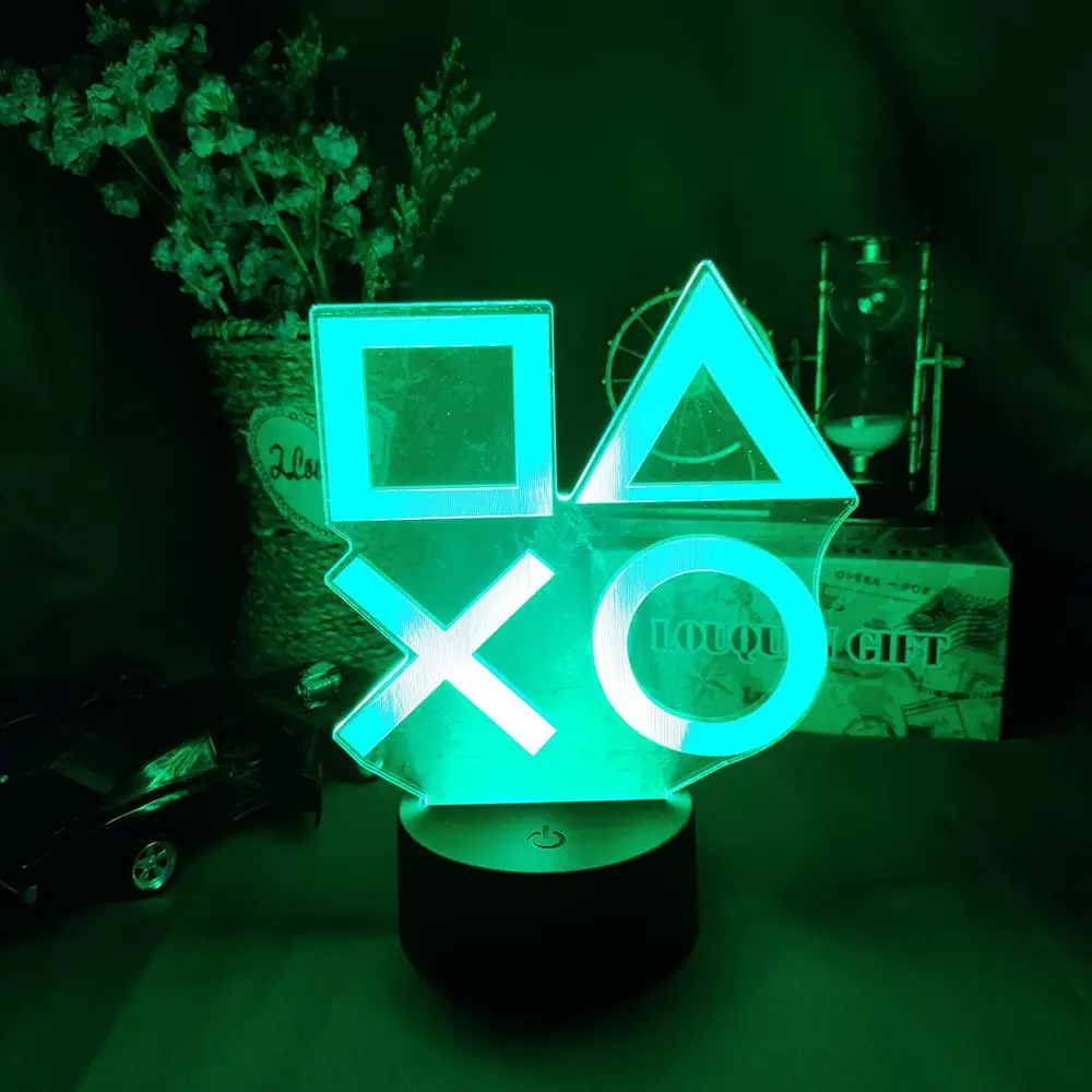 

Gaming Room Desk Setup Lighting Decor 3D Visual LED Night Lamp on the table Game Console Controller PS Icons Light Gift for Kids