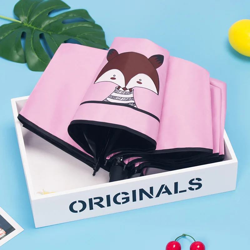 Креативный складной мультяшный зонт для детей милый маленький Зонт с лисой