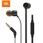 Проводные наушники JBL T110 3,5 мм, стерео музыка, бас, гарнитура, спортивные наушники со встроенным управлением, свободные руки, с микрофоном