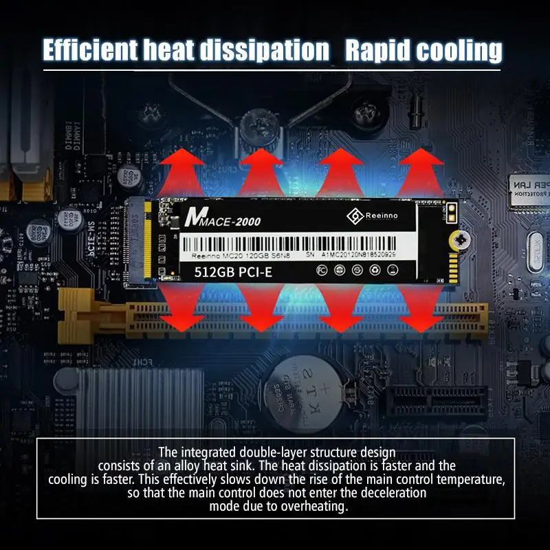 Reeinno Mace2000 ssd m.2 PCIe Nvme 2280 128 ГБ 256 512 1 ТБ 3D NAND флэш-накопитель 8 ГБ/сек. Внутренний твердотельный накопитель для ноутбука, настольного компьютера