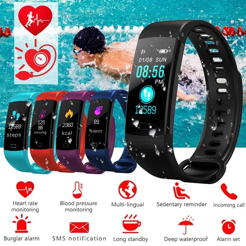 Y5 Смарт Bluetooth Wrisrbands браслет цветной экран водонепроницаемый Smartband монитор