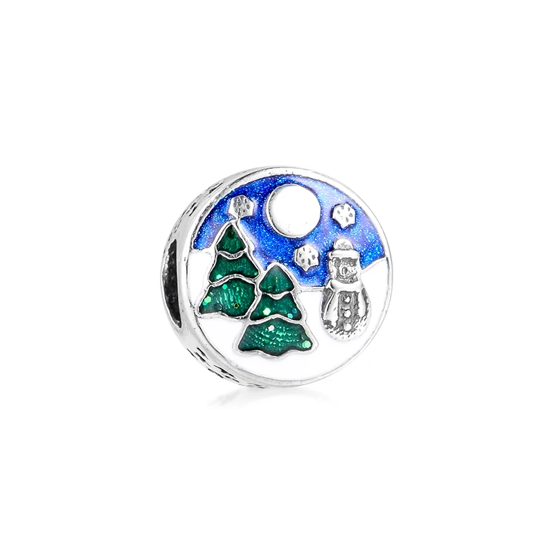 

Fits For Pandora Charms Bracelets Snowy Wonderland Beads with Mixed Enamel 100% 925 Sterling-Silver-Jewelry Beads Free Shipping