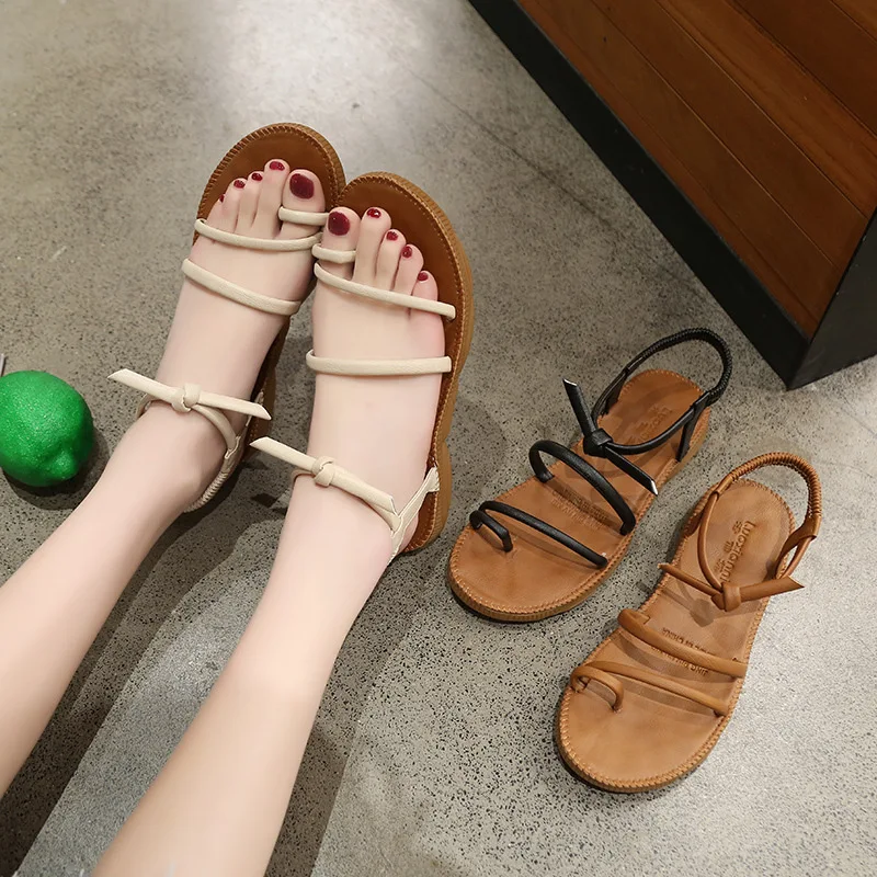 Женские босоножки летняя обувь женские сандалии на плоской подошве римские с