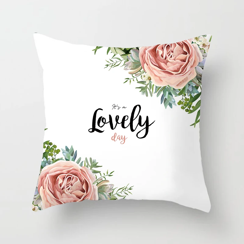

44*44cm Rose Flower Letter Cushion Pillow Cover Soft Throw Pillows gift For Mother's Day Decorative Sofa Chair Pillow Case 1PC