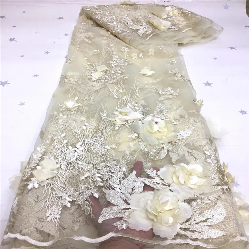 

New arrival bronzing powder design wedding dress fabric Free shipping Appliqued big feathers French Tulle Lace XX240-35