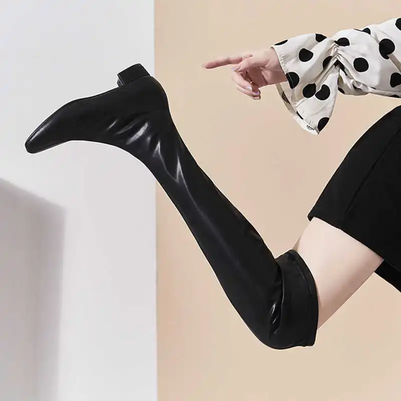 

Women's spring and autumn single boots over knee long boots women's flat bottom