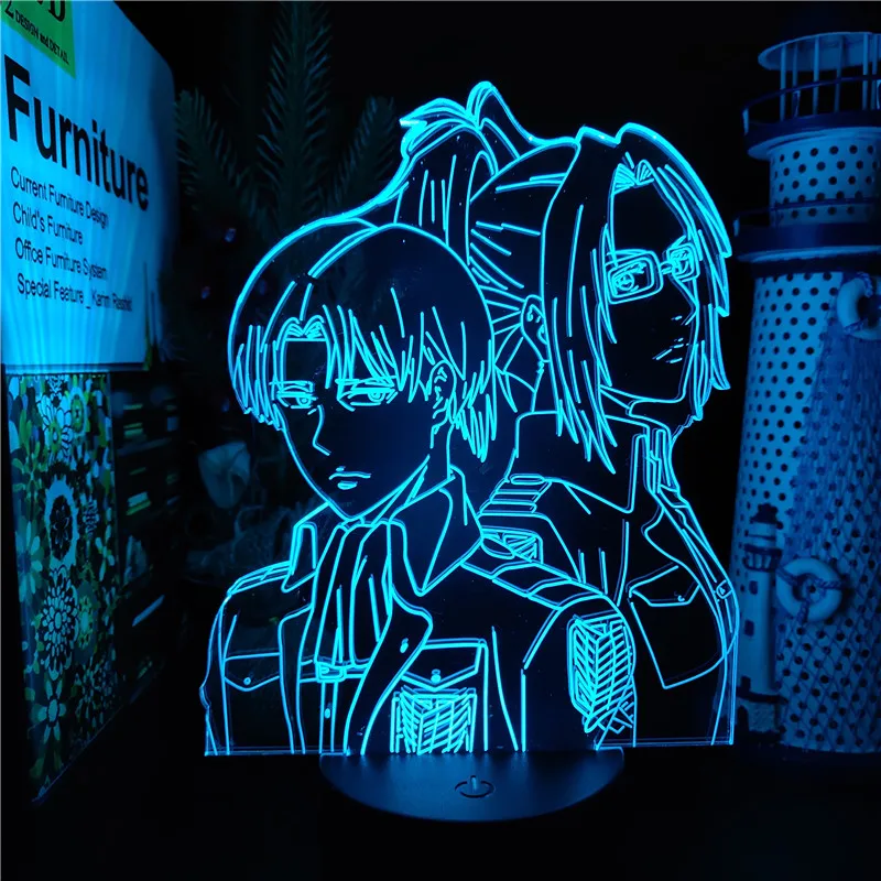 

Attack on Titan Levi Ackerman Anime 3D Lamp Hange Zoe Acrylic LED Night Light Table Lamps Colorful luminaria Boy Birthday Gifts