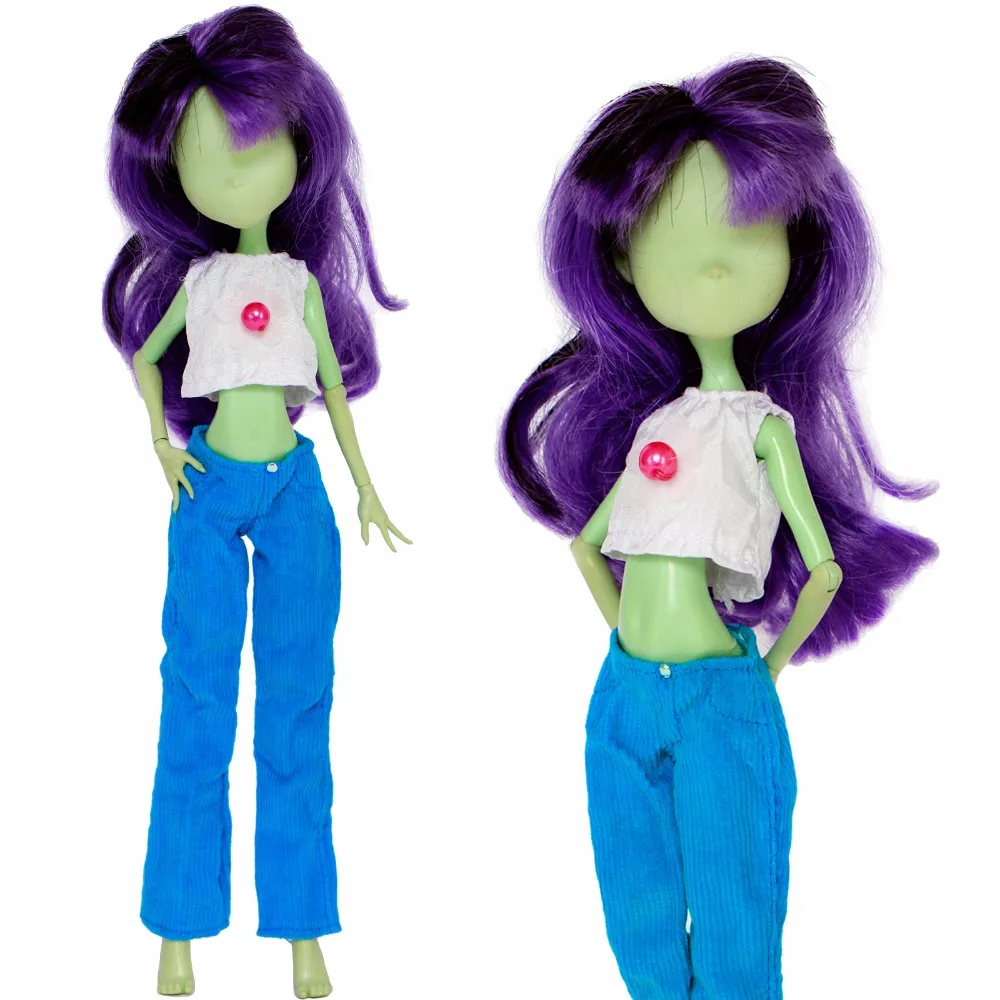 Модный наряд BJD повседневная одежда жилет мини блузка синие брюки Одежда для