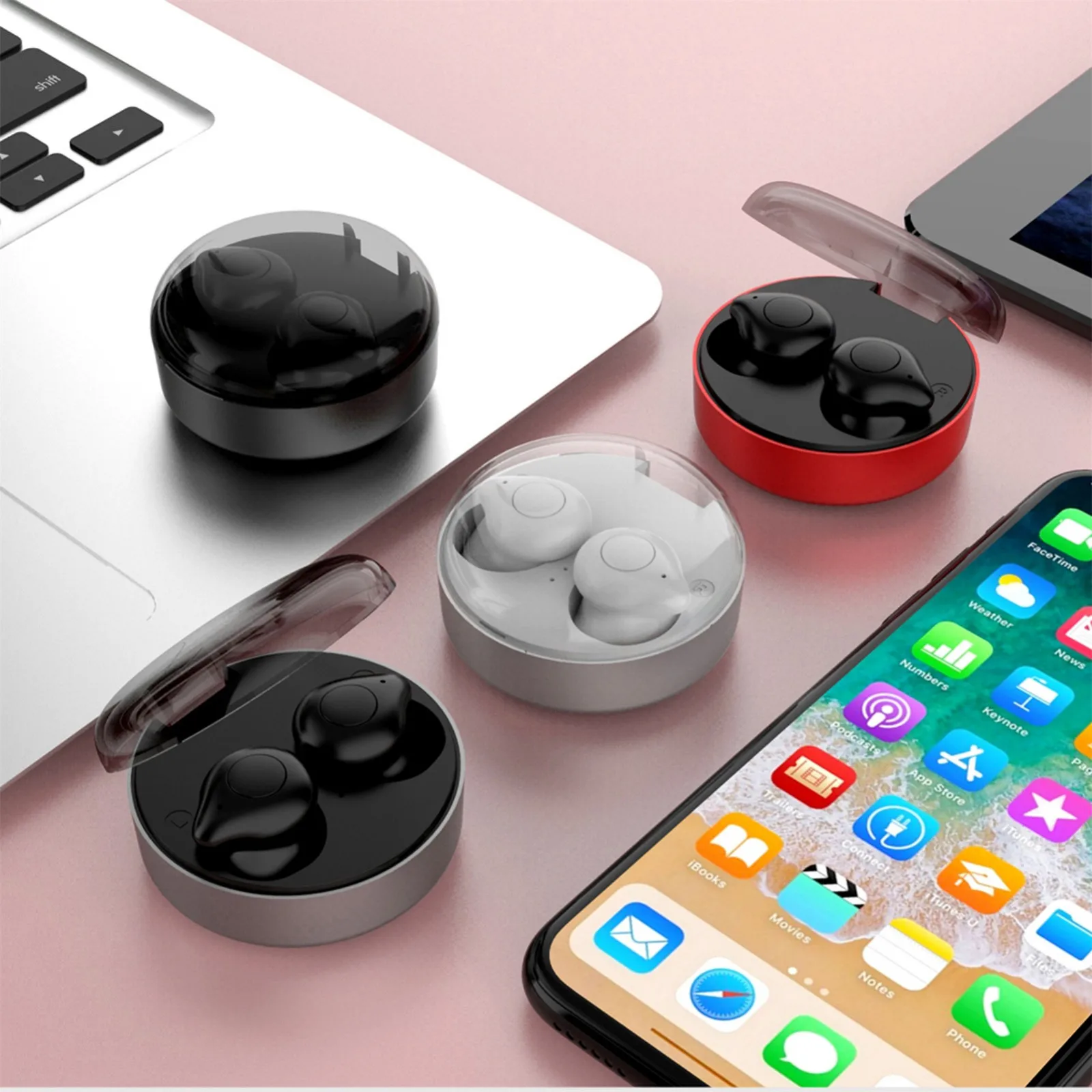 

Беспроводная гарнитура Tws Bluetooth 5,0 с сенсорным управлением, портативная стерео Беспроводная гарнитура, подходит для Ios и Android