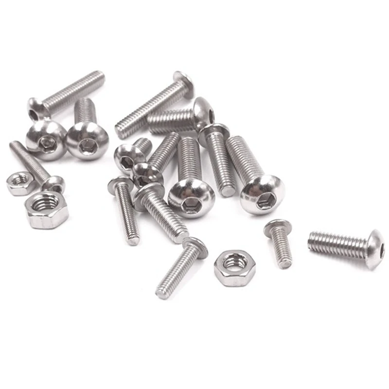 500Pcs M3 M4 M5 A2 Stainless Steel Button Head Hex Bolts Hexagon Socket Screws with Nuts Assortment Kit | Инструменты