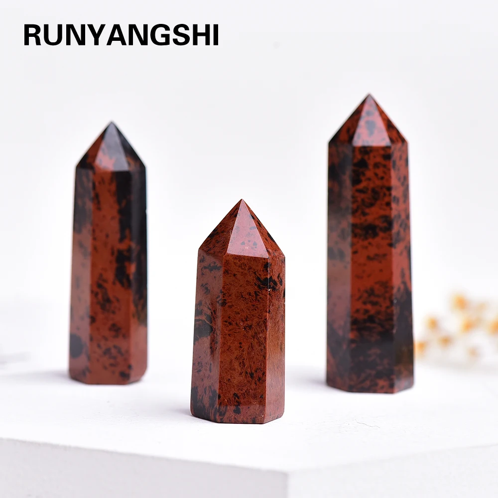 4 7 см 1 шт. натуральный камень красный обсидиан Шестигранная Хрустальная колонна