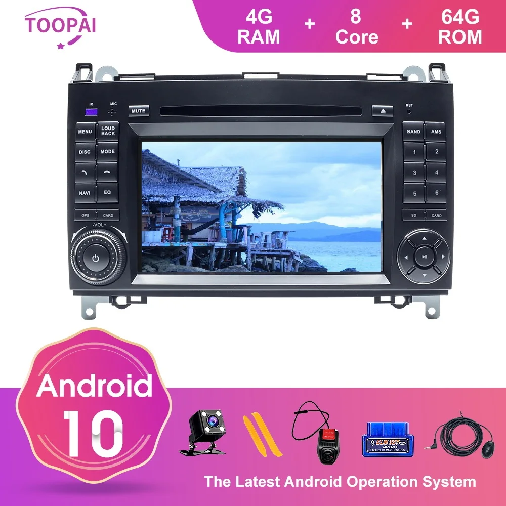 Автомобильный мультимедийный плеер TOOPAI Android 10 для Mercedes Benz Sprinter Viano Vito B class B200 B180 2004