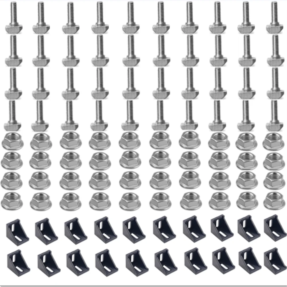 Набор коннекторов для алюминиевого профиля 4040: 40 шестигранных фланцевых гайки M8 +
