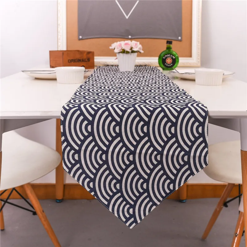 

Двусторонняя скатерть в традиционном японском стиле из хлопка и льна с волнистым узором скатерть для чайной церемонии