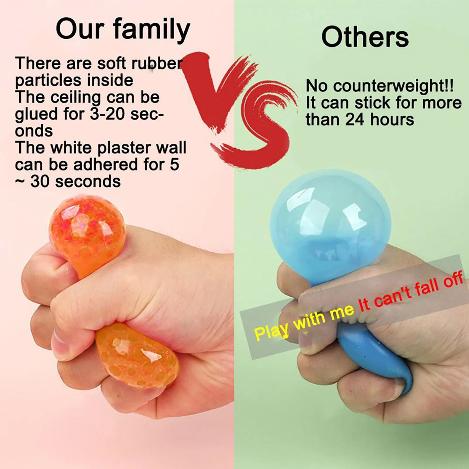 

2pcs/set Pop It Glow InThe Dark Relief Toys Anxiety Pressure Luminous Balls Squishy Toy Sticky Wall Children Kids Gifts