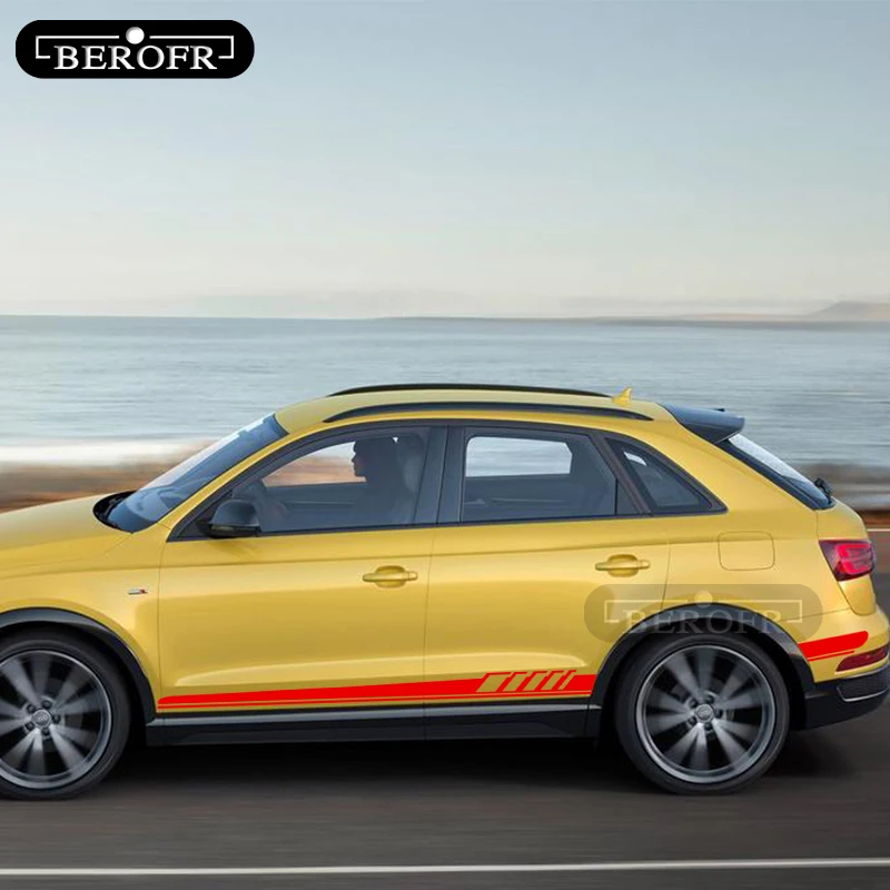 Клейкая полоса для боковой двери автомобиля из винила для стилизации Audi A3 8P 8V A4 B6 B8 B7 A6 C5 C6 C7 Q5 Q7 TT аксессуары 2 шт. на.