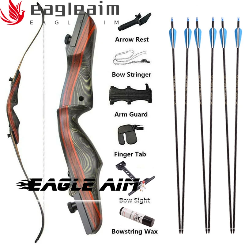 

62" Recurve Bow American Hunting Bow Takedown Wooden Shooting 20-50lbs Right Hand Wooden Riser For Hunting Shooting Archery