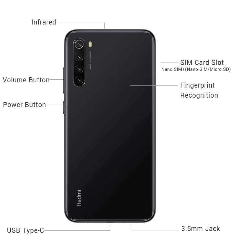 Xiaomi Redmi Note 8 смартфон с восьмиядерным процессором Snapdragon 665 ОЗУ 6 ГБ ПЗУ 64 48 МП| |