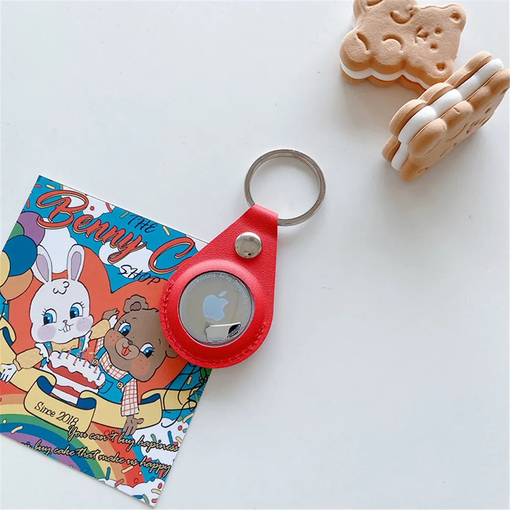 

For Airtags case Leather Protective cover Water drop design For airtag Locator Tracker Anti-lost Device Keychain Protect Sleeve