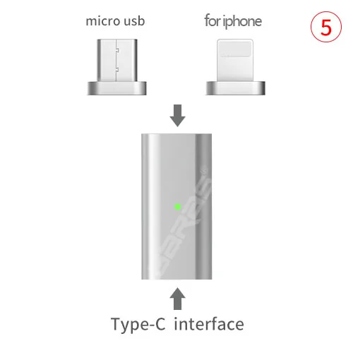 GARAS Тип-C на Micro/для iPhone Магнитный адаптер для iPhone/Android 3in 1 кабель для передачи данных конвертер адаптер Тип C на Micro USB C - Цвет: TypeC to micro 8PIN