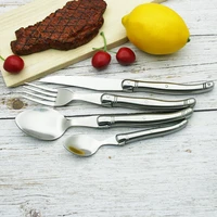 4 24pcs laguiole silver dinnerware stainless steel silverware kitchen cutlery steak knife dinner spoon table fork teaspoon