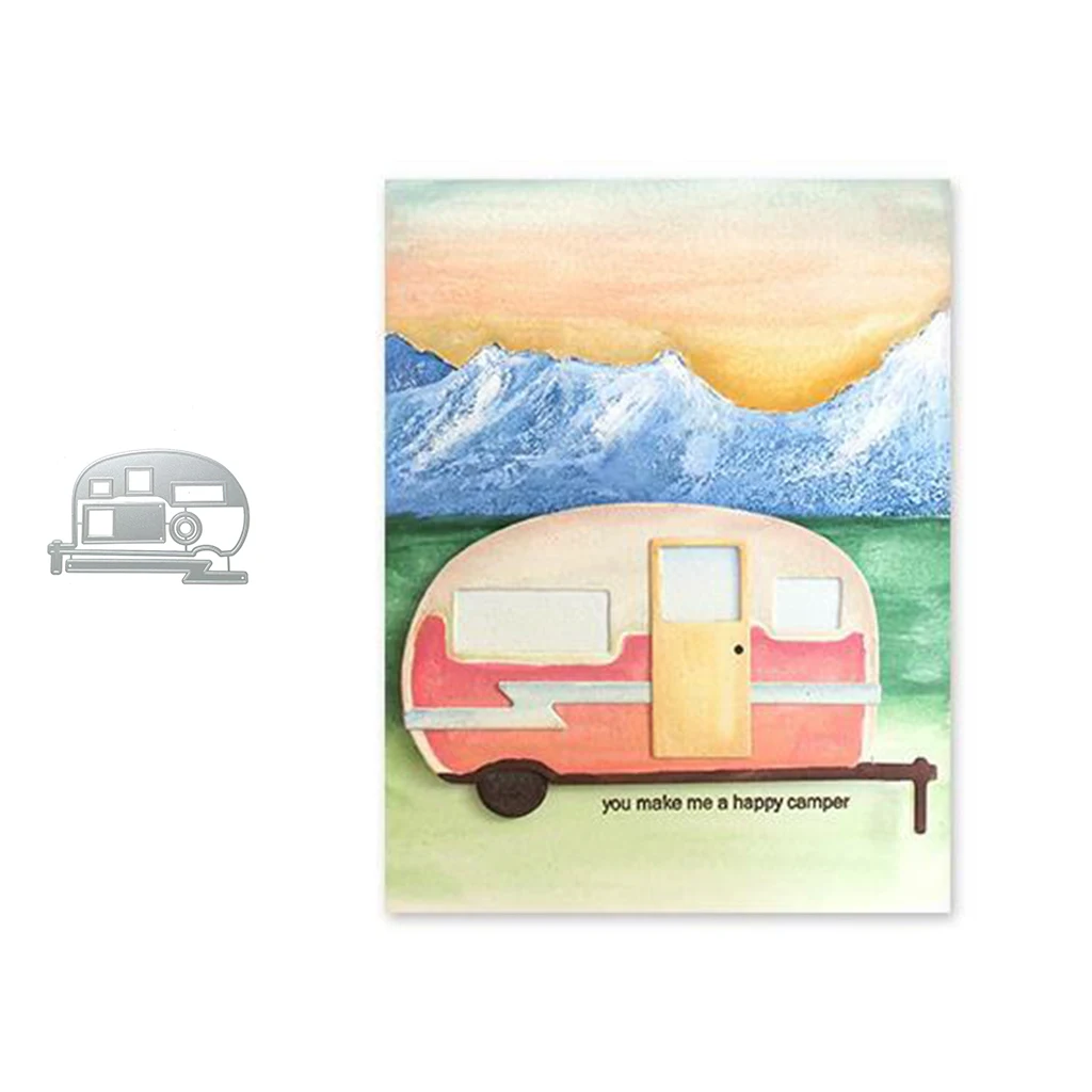 

2021 New Travel Car RV DIY Metal Cutting Dies for Scrapbooking Stencil Knife Mould Blade Punch Model Craft Decoration Template