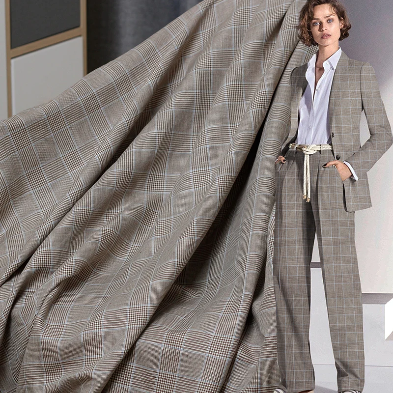 Ткань верблюжья пряжа окрашенная клетчатая ткань 100% лен льняные материалы