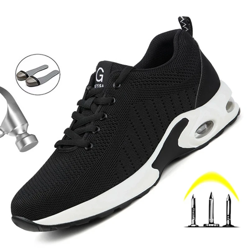 Security Work Sneakers Male Safety Shoes Men Lightweight Work Boots Men Steel Toe Shoes Work Safety Boots Male Industrial Shoes