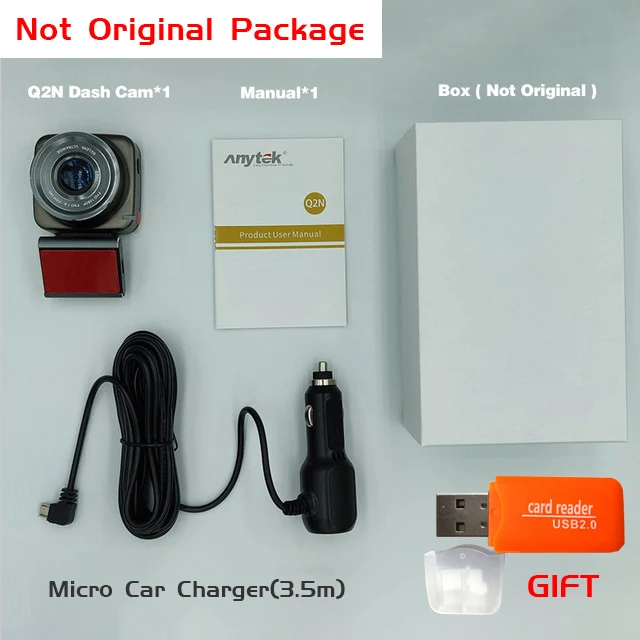 Q2N No Package Xiaomi Mijia Dash Cam camera " дюймовый дисплей Anytek Q2N 1080FHD видеорегистратор g-сенсор 200 Вт видеорегистратор - Название цвета: Q2N No Package