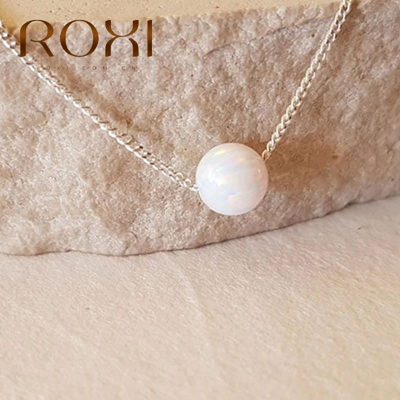 ROXI Белый огненный опал колье золотая цепочка ожерелье маленькая круглая